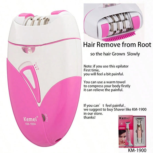 Marque Kemei Km-189A Épilateur électrique Machine de suppression de cheveux pour femme à partir de la racine des cheveux Rasoir sans douleur