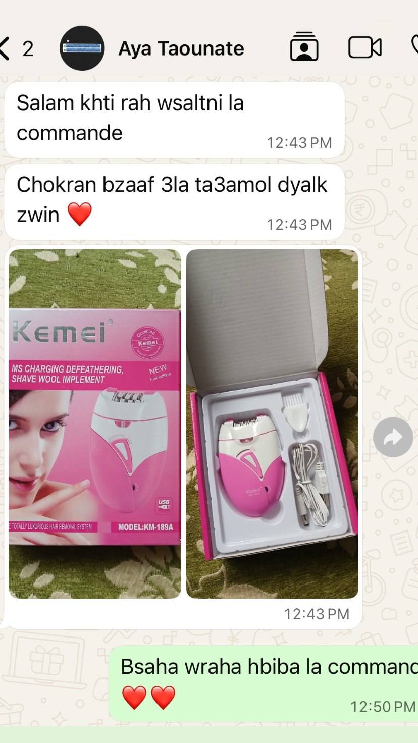 Marque Kemei Km-189A Épilateur électrique Machine de suppression de cheveux pour femme à partir de la racine des cheveux Rasoir sans douleur
